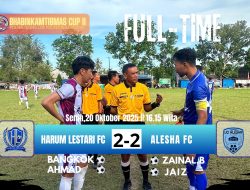 Laga Sengit Berakhir Imbang! Harum Lestari FC dan Alesha FC Bagi Poin di Bhabinkamtibmas Cup II