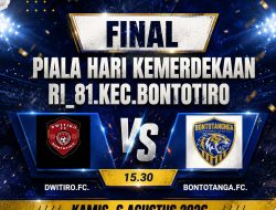 Laga Puncak Piala Hari Kemerdekaan HUT RI Ke-81 Bontotiro: Dwitiro FC Tantang Bontotanga FC di Partai Final
